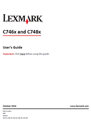 The cover of Lexmark C746n, C746dn, C746dtn, C748e, C748de, C748dte Color Laser Printers User’s Guide