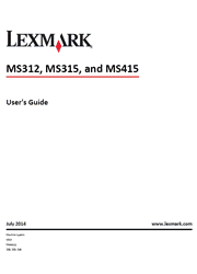 The cover of Lexmark MS312DN, MS315DN, MS415DN Mono Laser Printers User’s Guide