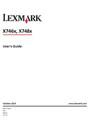The cover of Lexmark X746DE, X748DE, X748DTE Multifunction Color Laser Printers User’s Guide