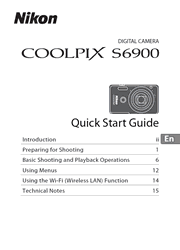 The cover of Nikon Coolpix S6900 Digital Camera Quick Start Guide