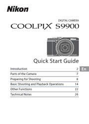 The cover of Nikon Coolpix S9900 Digital Camera Quick Start Guide
